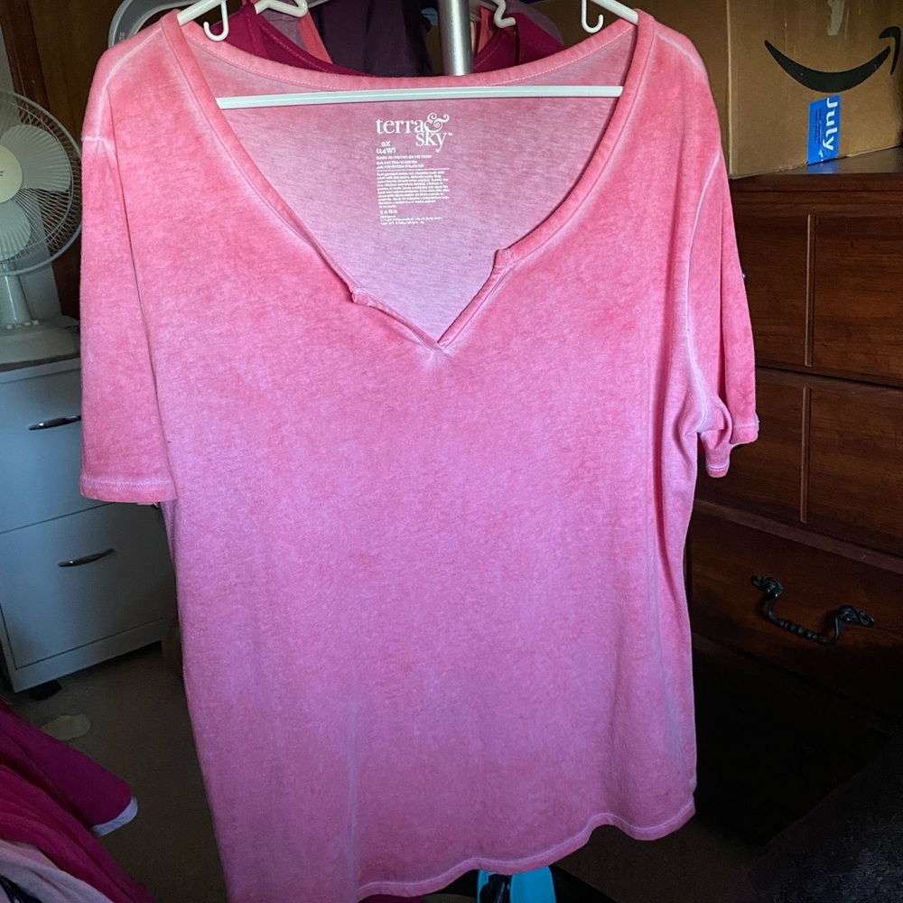 Pink V neck tee